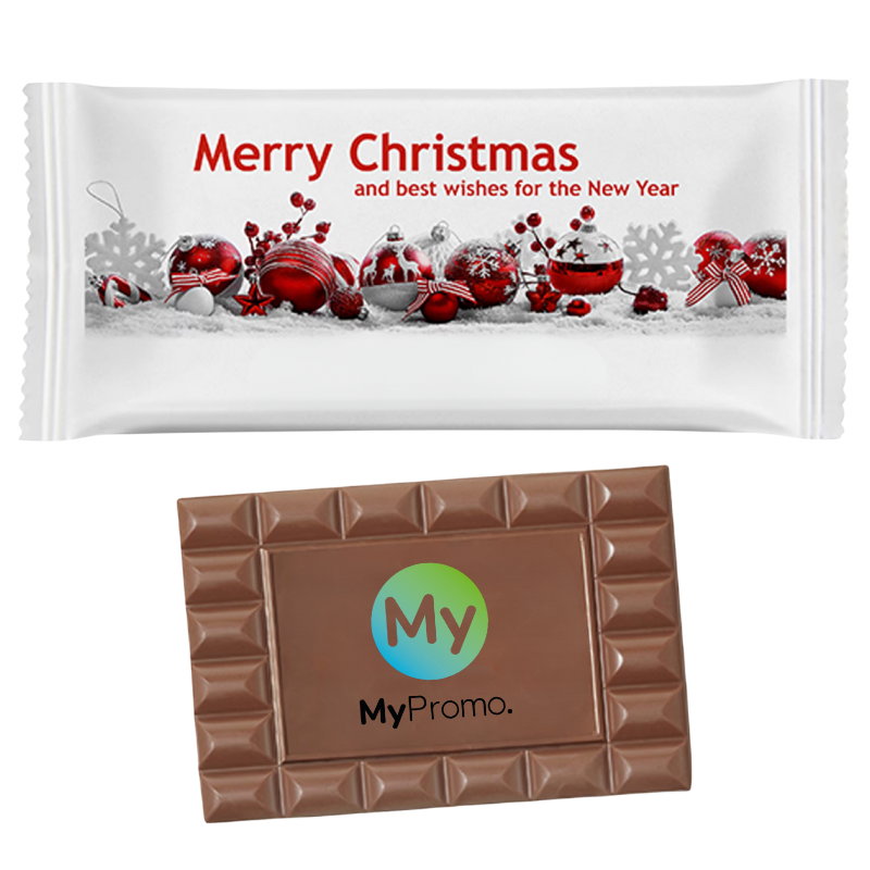 Schokoladentafel mit Logo | 15 x 7 x 1 cm | 40 g | In Papierverpackung Schokoladentafel mit Logo | 15 x 7 x 1 cm | 40 g | In Papierverpackung